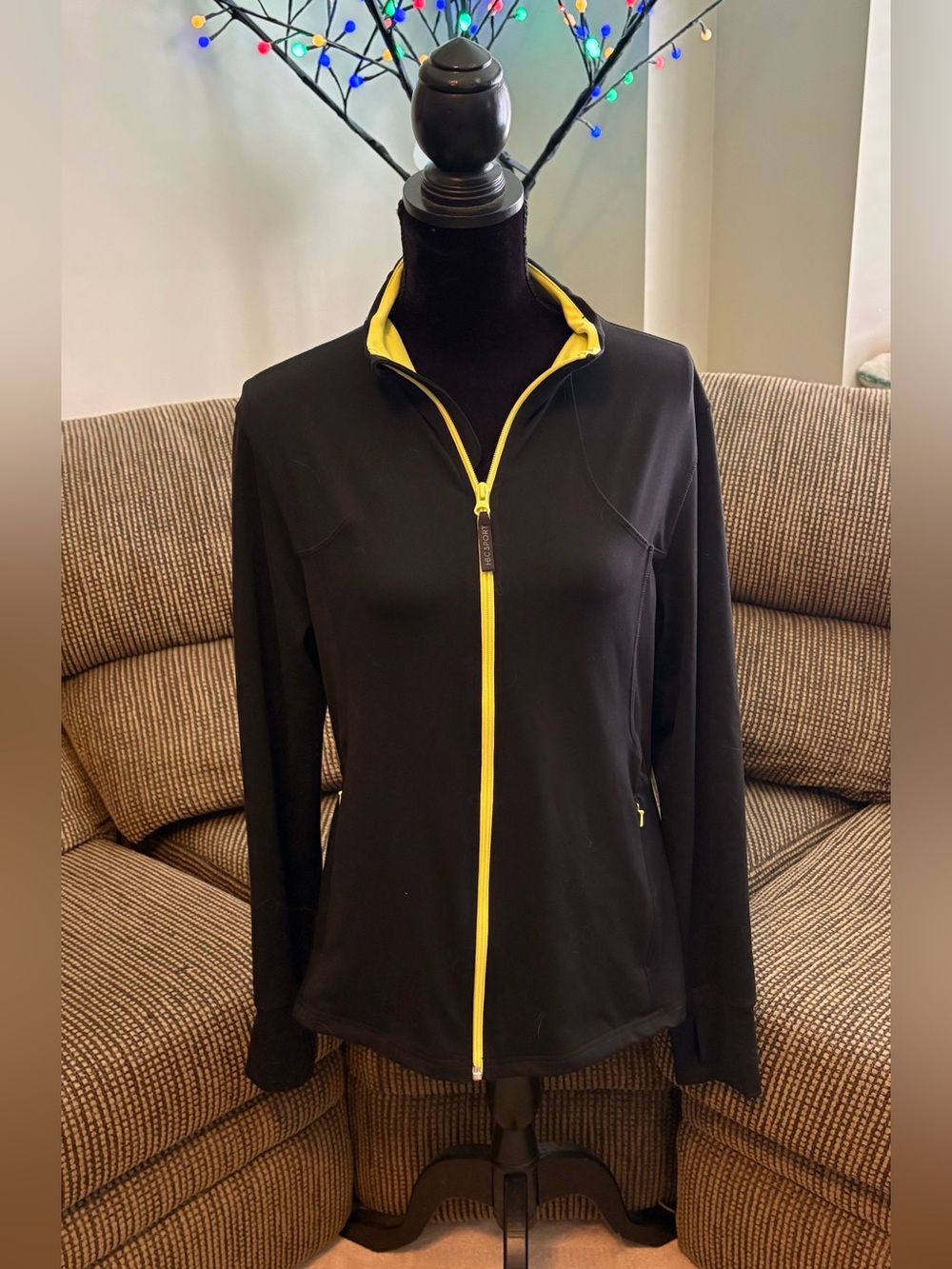 ✨✨HBC Sport Black Jacket with Green Trim Women's Zip-Front Coat